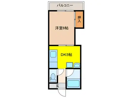 名切パークサイド(1DK/1階)の間取り写真