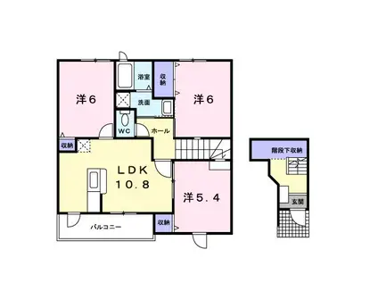 サニーデイI(3LDK/2階)の間取り写真