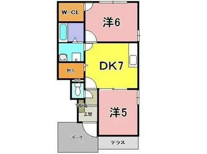 アムール魚住(2DK/1階)の間取り写真