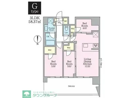 クレストコート東陽町(3LDK/8階)の間取り写真