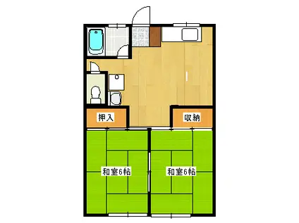 ワシオハイツ(2DK/2階)の間取り写真