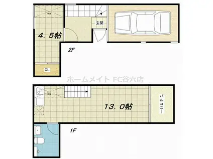 アクアプレイス大阪レジェンドII(1LDK/1階)の間取り写真