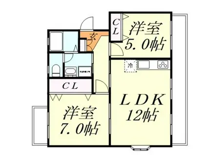 ローゼンアルトノイ(2LDK/2階)の間取り写真