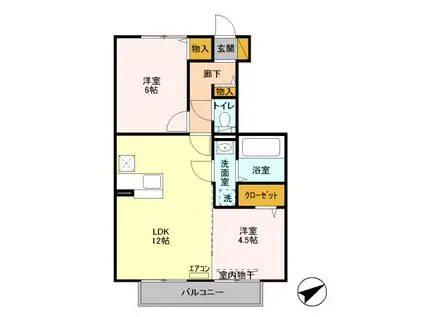 ロジュマンリーヴ(2LDK/1階)の間取り写真