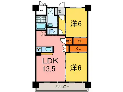 グランドレジデンス加古川(2LDK/10階)の間取り写真