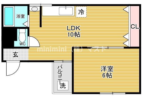 ハウス大幸(1LDK/3階)の間取り写真