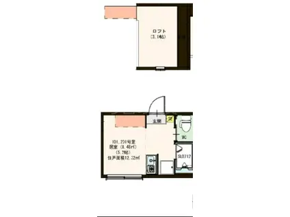 ハーモニーテラス中幸町(ワンルーム/2階)の間取り写真