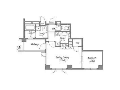 プラチナコート広尾(1LDK/5階)の間取り写真
