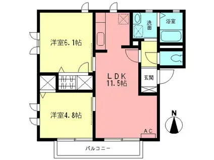 ブリリアE(2LDK/2階)の間取り写真
