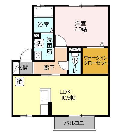 パルモアI・II(1LDK/1階)の間取り写真