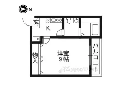 フラッティ堀川下立売(1K/3階)の間取り写真