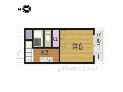 コーポ林(1K/1階)の間取り写真