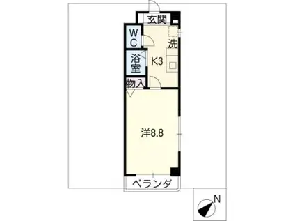 エスポワール本山(1K/2階)の間取り写真