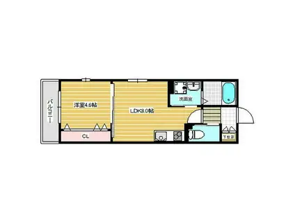 LA VIE BELLE 宝山町II(1LDK/3階)の間取り写真