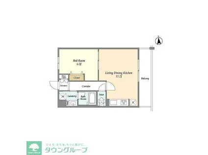 LIBR GRANT世田谷等々力(1LDK/2階)の間取り写真