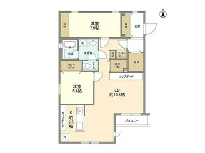 サンフラット(2LDK/2階)の間取り写真