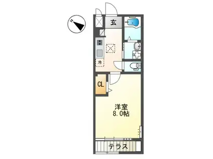 コンフォースII(1K/1階)の間取り写真