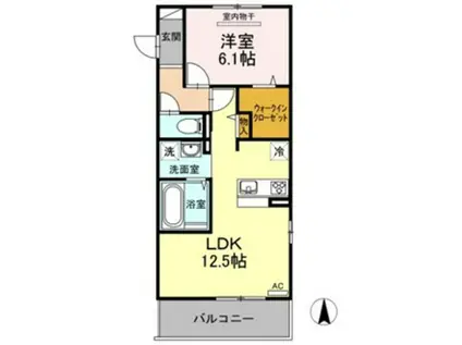 カーサ・寿B棟(1LDK/2階)の間取り写真