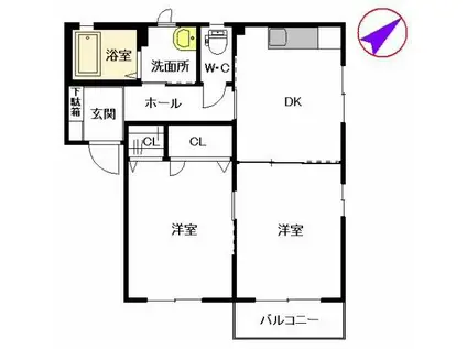 コスモスハウス・S  B棟(2K/2階)の間取り写真