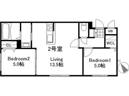 PT RESIDENCE麻生(2LDK/2階)の間取り写真