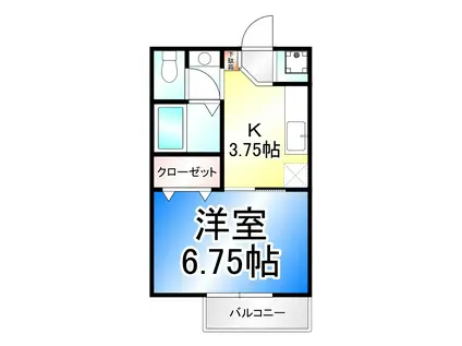 遊眠Β館(1K/2階)の間取り写真