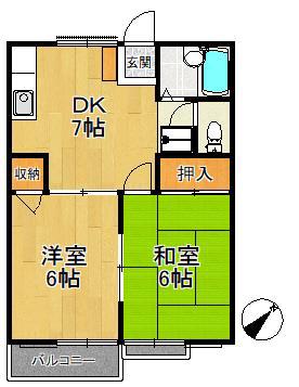 柏ハイム(2DK/2階)の間取り写真
