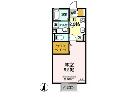 D-ROOM ヴェリス レジデンス207(1K/2階)の間取り写真