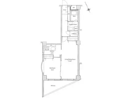 ソサエティオーバスツー(1LDK/3階)の間取り写真