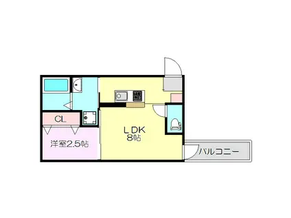 リアコート塚本(1LDK/3階)の間取り写真