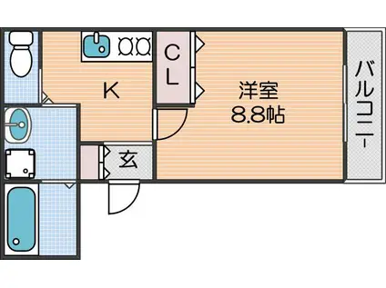 FELICE 御崎 フェリーチェ御崎(1K/2階)の間取り写真