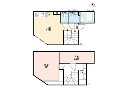 オーククレスト下目黒(2LDK/1階)の間取り写真