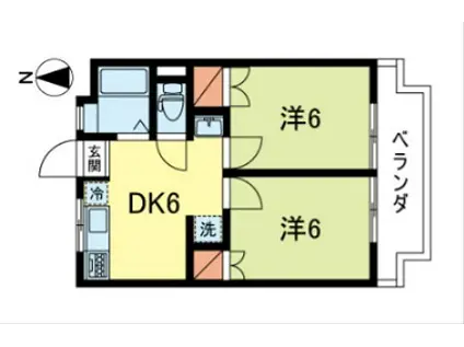 アサガハイツ(2DK/1階)の間取り写真