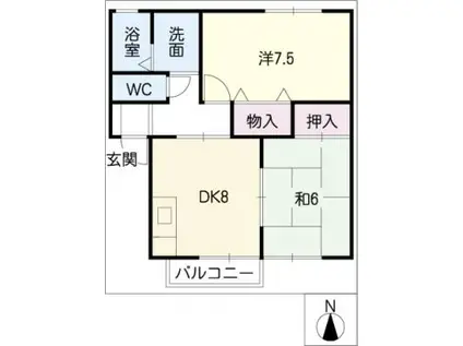 セジュール海津(2DK/1階)の間取り写真