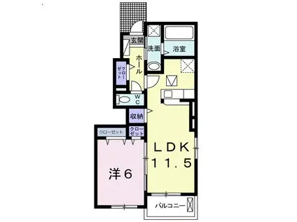 メゾンソレイユ亀島第2公園前A(1LDK/1階)の間取り写真