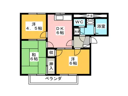 フローレス稲里 NE(3DK/1階)の間取り写真