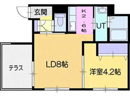 エクセル黄金北(1LDK/1階)の間取り写真