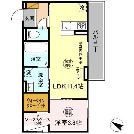 ウエスト・パーク B(1LDK/3階)の間取り写真