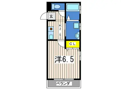 ミノルハイツ(1K/2階)の間取り写真