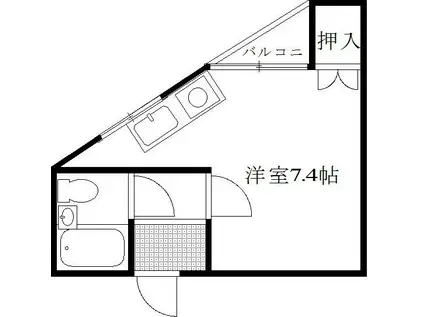 ミダ六マンション(ワンルーム/2階)の間取り写真
