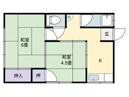五宮町アパート(2K/1階)の間取り写真