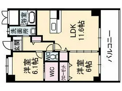 ヴィラージュ緑井(2LDK/2階)の間取り写真