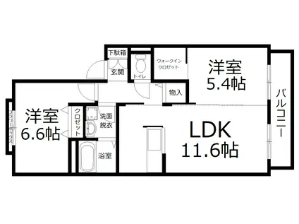 ベルーデ住村(2LDK/2階)の間取り写真