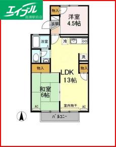 セジュール三島B棟(3DK/2階)の間取り写真