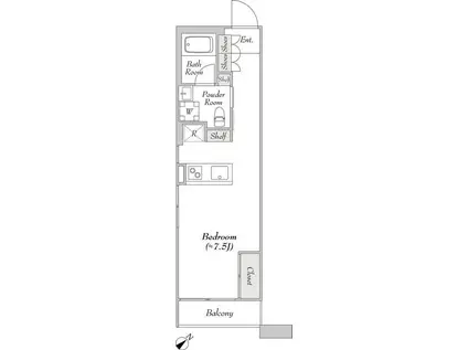 ルミークアン桜新町ノース(ワンルーム/3階)の間取り写真