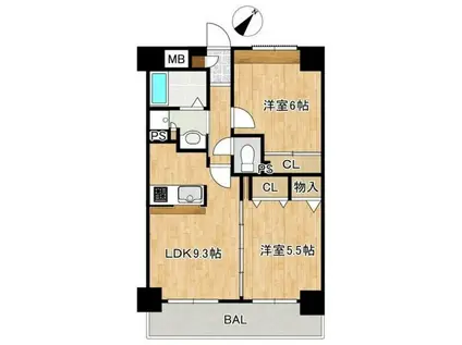 MS NACER(2LDK/2階)の間取り写真