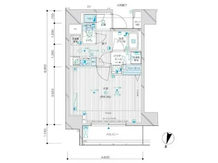 メインステージ九段下(1K/6階)の間取り写真