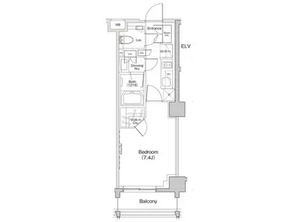 ザ・パークハビオ下北沢(1K/2階)の間取り写真