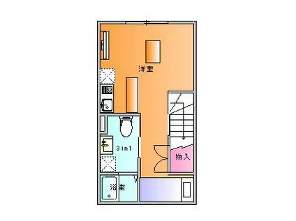 ユニテラス下条町(ワンルーム/2階)の間取り写真