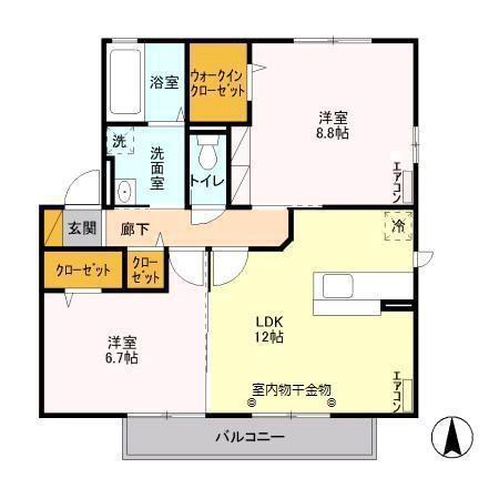 ベルグIIB(2LDK/2階)の間取り写真
