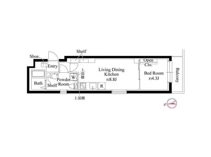 CASA PIAZZA 二子玉川(1LDK/3階)の間取り写真